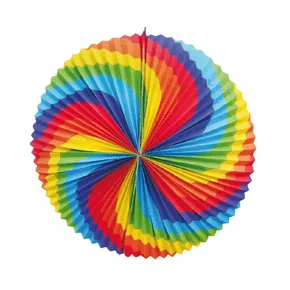 Lampion (PAP) Kugel Regenbogen durchmesser 34cm [1 St.]
