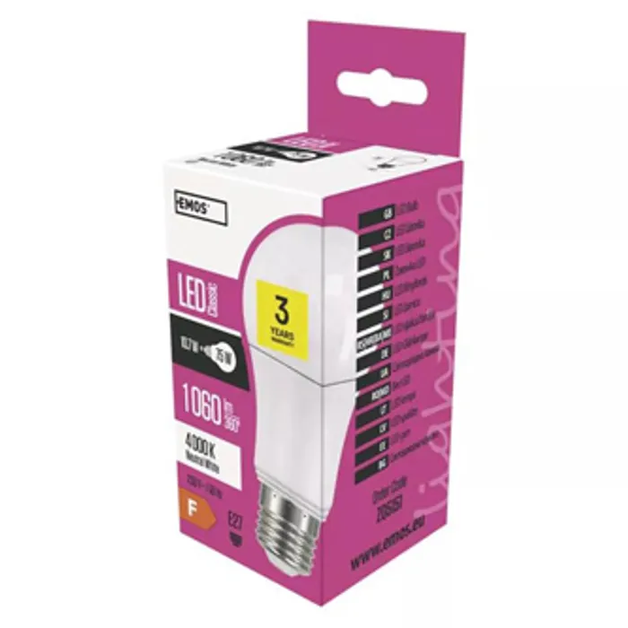 Hauptbild des Produkts LED žárovka EMOS Lighting E27, 230V, 10.7W, 1060lm, 4000k, neutrální bílá, 30000h, Classi