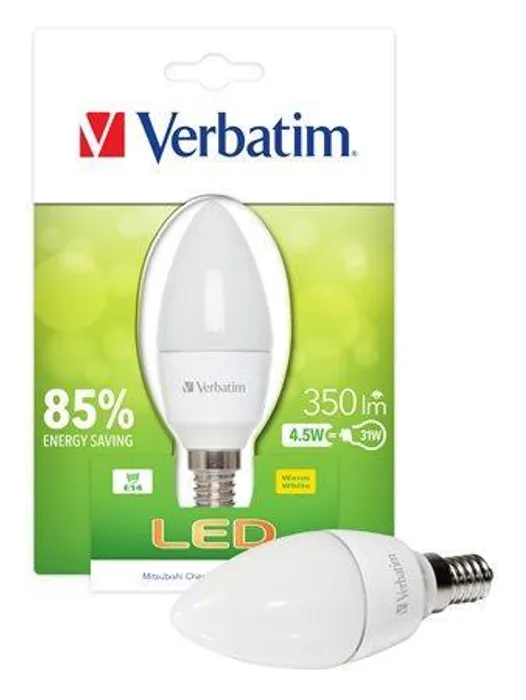 Hauptbild des Produkts LED žárovka, teplá bílá, Classic B - svíčková, E14, 350lm, 4,5W, 2700K, VERBATIM