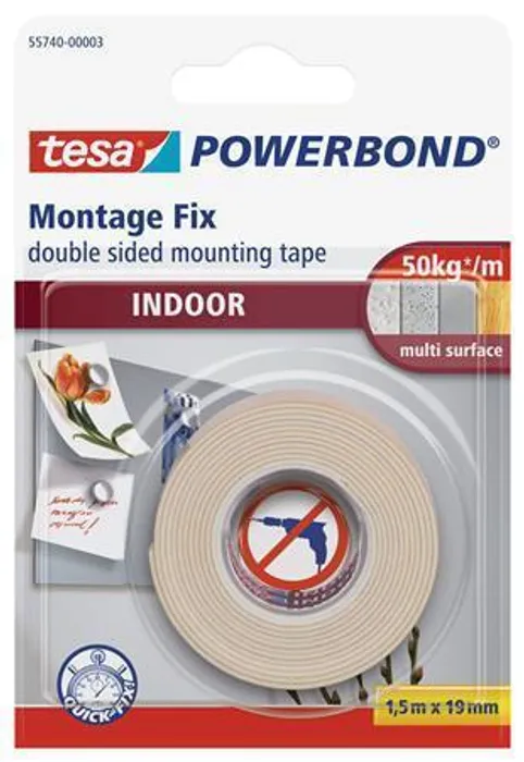 Hauptbild des Produkts Lepicí páska "Powerbond 55740", oboustranná, pro interiér, 19 mm x 1,5m, TESA