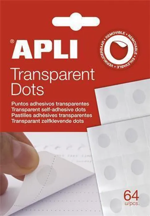 Hauptbild des Produkts Lepící tečky "Transparent Dots", průhledné, odnímatelné, APLI