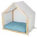 Weiteres Produktbild LIAS Indoor-Stoffschuppen 88 x 89 x 61 cm, Holzrahmen, Sand/Blau
