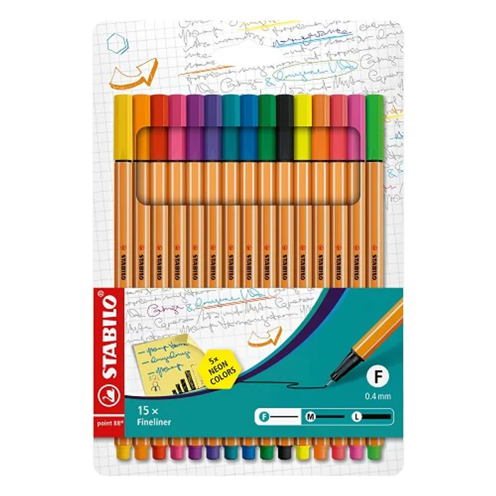 Hauptbild des Produkts Liner STABILO point 88 15 ks Sada včetně 5 Neon Barev