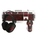 Marvo CM303, Tastatur-Set mit Gaming-Maus und Kopfhörern, CZ/SK, Game, verkabelt (USB), silbern, unterbeleuchtet
