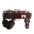 Marvo CM303, Tastatur-Set mit Gaming-Maus und Kopfhörern, US, Game, verkabelt (USB), schwarz/silber, unterbeleuchtet