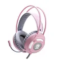 Marvo HG8936, Kophörer mit Mikrofon, Lautstärkeregelung, rose, unterbeleuchtet, 3.5 mm jack + USB