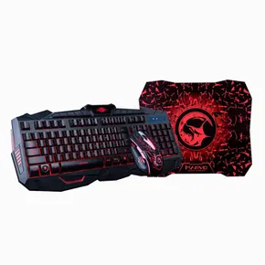 Marvo KM400, Tastatur-Set mit Gaming-Maus und Pad, CZ/SK, Game, verkabelt (USB), schwarz, unterbeleuchtet