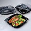 Weiteres Produktbild Mikrowellenschale (PP) ECONOMY 2-geteilt schwarz 240 x 210 x 40 mm 1100ml [100 St.]
