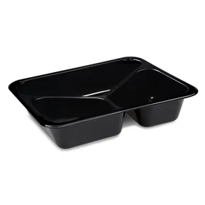 Menüschale (PP) Reware Lunch wiederverwendbar 3-geteilt schwarz 227 x 178 x 49 mm [20 St.]