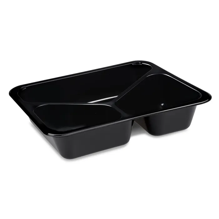 Hauptbild des Produkts Menu mísa (PP) 3dílná 227 x 178 x 49 mm, černá extra silná [50 ks] - zatavovací