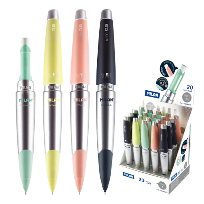 Hauptbild des Produkts Mikrotužka / Pentelka MILAN Capsule Silver Slim HB, 0.5 mm - mix barev