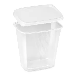 Rechteckbecher (PP) klar 500ml + Deckel [250 Sets]