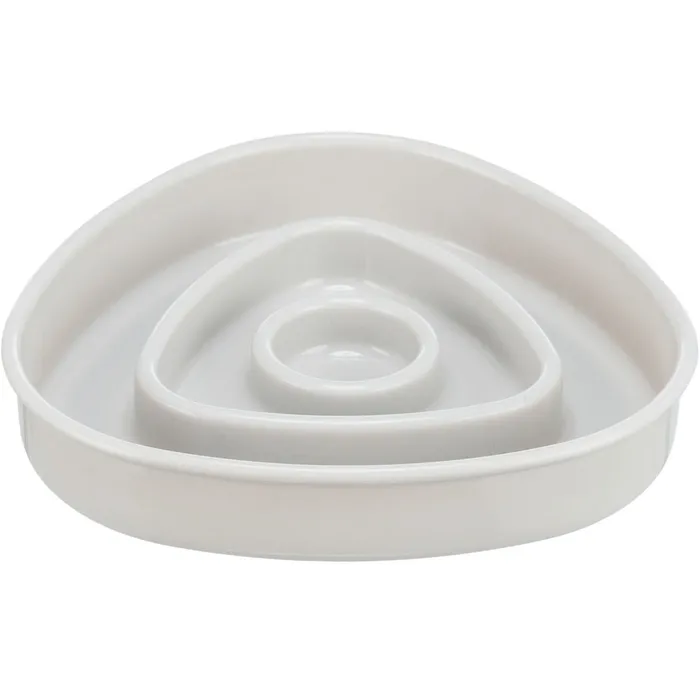 Hauptbild des Produkts Miska k pomalému krmení, design triangl, 0,35l/15 ×15 cm, plast/TPR, šedá