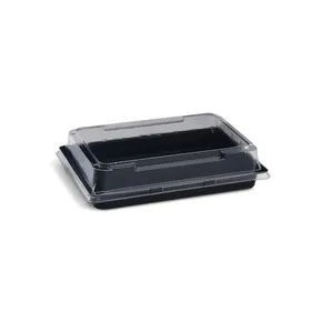 Sushi-Schale (PET) schwarz 185 x 127 x 20 mm + Deckel [400 Sets]