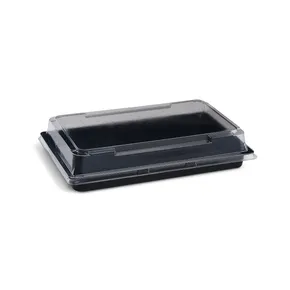 Sushi-Schale (PET) schwarz 215 x 130 x 18 mm + Deckel [200 Sets]