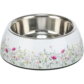 Edelstahlschüssel mit Blumenmuster, herausnehmbar, 0,45 l / ø 18 cm, weiß / bunt