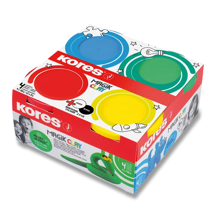 Hauptbild des Produkts Modelovací hmota Kores Magik Clay základní barvy, 4 x 160g