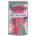MONGE NATURAL Taschenthunfisch und Huhn in Gelee mit Garnelen für Katzen 80g