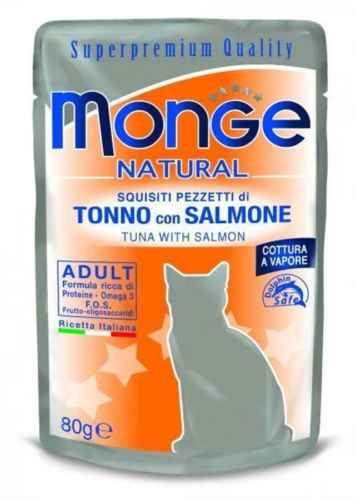 Hauptbild des Produkts MONGE NATURAL kapsička tuňák v želé s lososem pro kočky 80 g