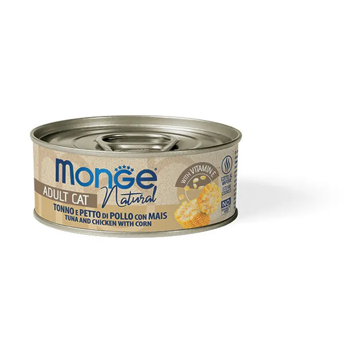 Hauptbild des Produkts MONGE NATURAL tuňák s kuřecími prsy a kukuřicí pro kočky 80 g