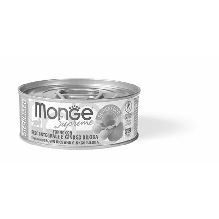 Hauptbild des Produkts MONGE SUPREME STERILISED tuňák s hnědou rýží a ginko biloba pro kočky 80 g