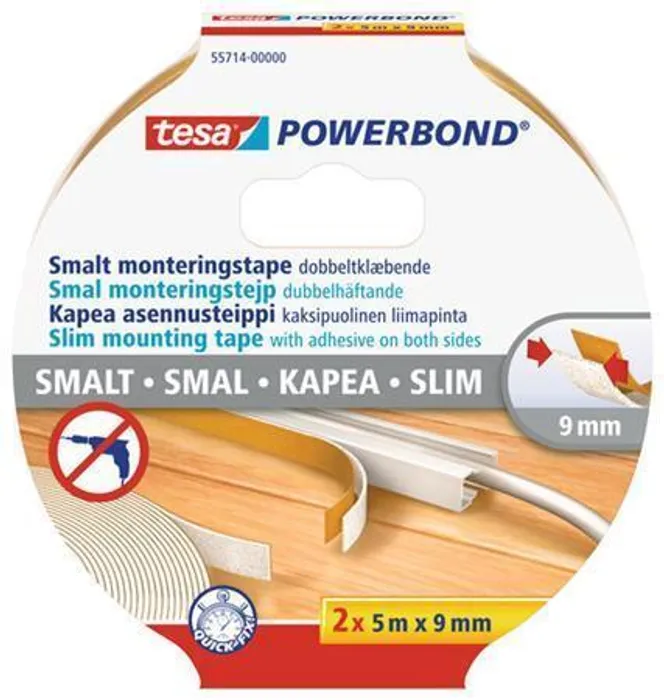 Hauptbild des Produkts Montážní páska "Powerbond 55714", úzká, 2 x 9 mm x 5 m, TESA