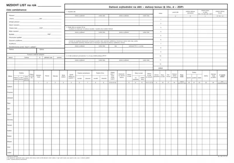 Hauptbild des Produkts Mzdový list A3 1131