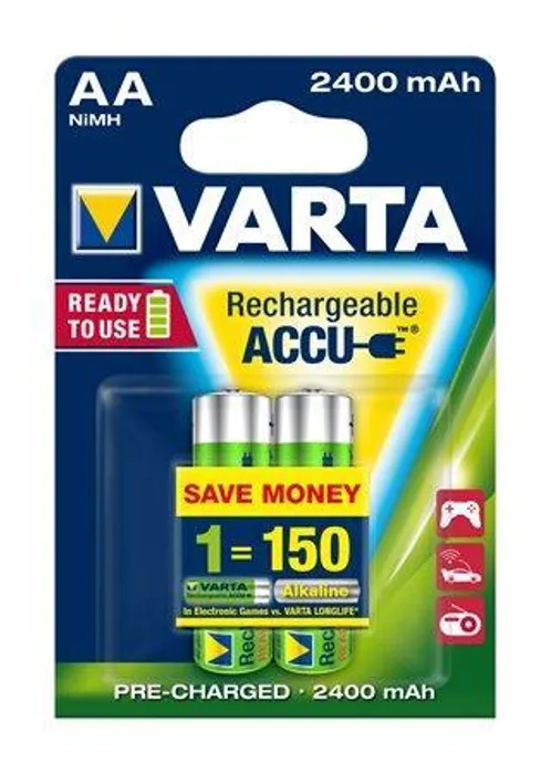 Hauptbild des Produkts Nabíjecí baterie, AA (tužková), 2x2500 mAh, přednabité, VARTA "Power Accu"