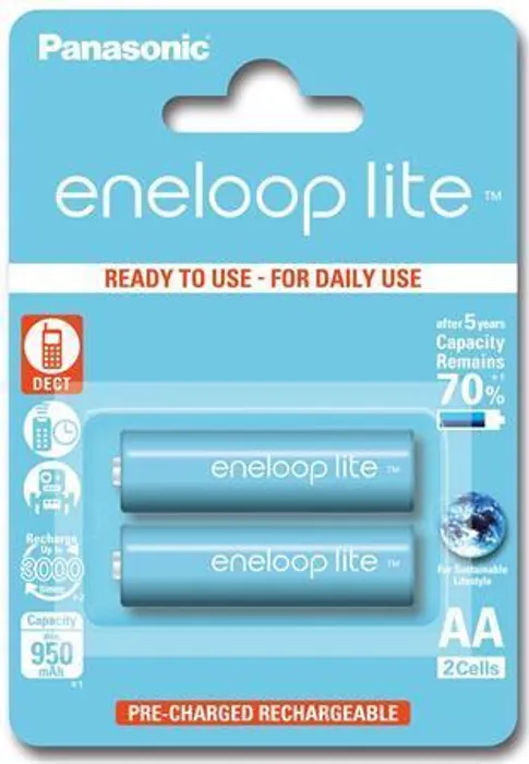 Hauptbild des Produkts Nabíjecí baterie, AA (tužková), 2x950 mAh, PANASONIC "Eneloop Lite"