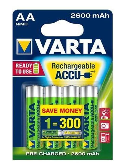 Hauptbild des Produkts Nabíjecí baterie, AA (tužková), 4x2500 mAh, přednabité, VARTA "Professional Accu"