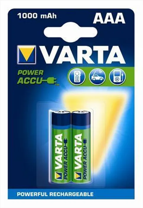 Hauptbild des Produkts Nabíjecí baterie, AAA (mikrotužková), 2x1000 mAh, VARTA "Power Accu"