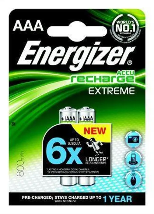 Hauptbild des Produkts Nabíjecí baterie, AAA (mikrotužková), 2x800 mAh, přednabité, ENERGIZER
