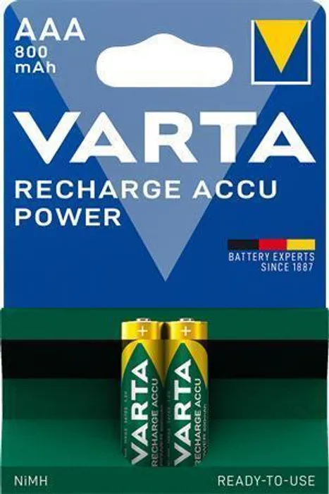 Hauptbild des Produkts Nabíjecí baterie, AAA (mikrotužková), 2x800 mAh, přednabité, VARTA "Longlife Accu"