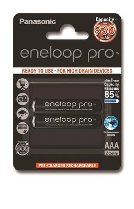 Hauptbild des Produkts Nabíjecí baterie, AAA (mikrotužková), 2x930 mAh, PANASONIC "Eneloop PRO"