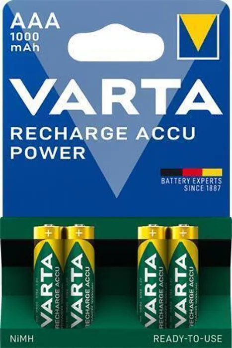 Hauptbild des Produkts Nabíjecí baterie, AAA (mikrotužková), 4x1000 mAh, VARTA "Professional Accu"