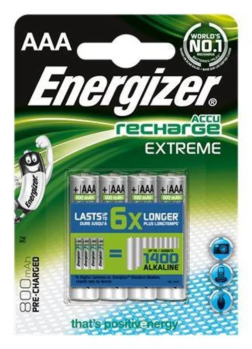 Hauptbild des Produkts Nabíjecí baterie, AAA (mikrotužková), 4x800 mAh, přednabité, ENERGIZER