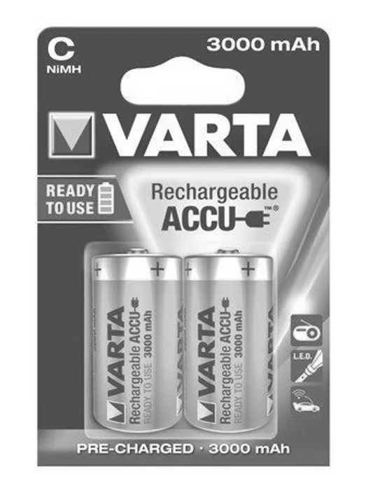 Hauptbild des Produkts Nabíjecí baterie, C (malý monočlánek), 2x3000 mAh, přednabité, VARTA "Power Accu"
