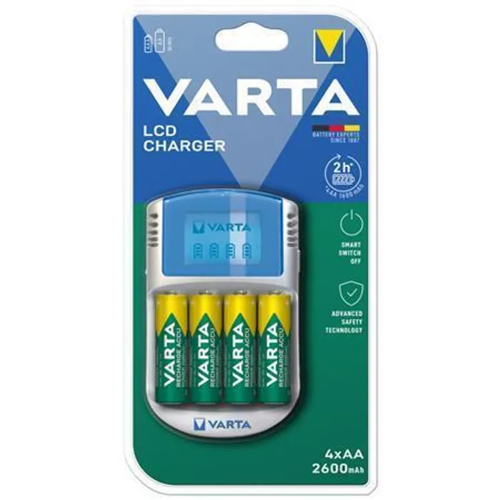 Hauptbild des Produkts Nabíječka baterií, AA/AAA, 4x2700 mAh AA, car socket, LCD display, VARTA