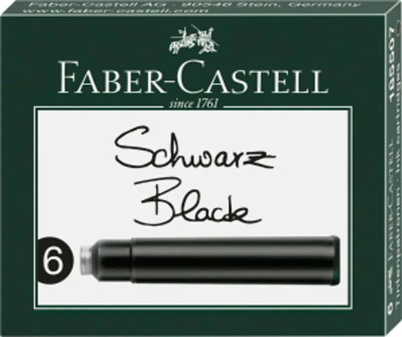 Hauptbild des Produkts Náhradní inkoustové bombičky krátké 6ks, černá Faber Castell 185507