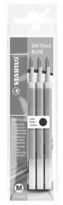 Hauptbild des Produkts Náplň do rolleru "Gel Exxx", černá, 0,5 mm, gumovací, STABILO [3 ks]