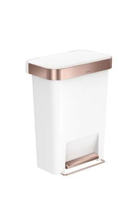 Hauptbild des Produkts Nášlapný odpakový koš, bílá s růžovým zlatem, 45 l, plast, SIMPLEHUMAN