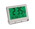 Wanduhr Horlcdnew, Funksteuerung, LCD-Display, 22x20 cm, ALBA, silber