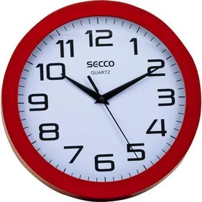 Wanduhr Sweep second, Rahmen - rot, 25 cm, SECCO