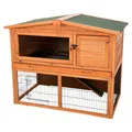 NATURA Mega-Kaninchenstall mit Auslauf, 124 x 102 x 78 cm, braun