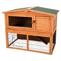 NATURA Mega-Kaninchenstall mit Auslauf, 124 x 102 x 78 cm, braun
