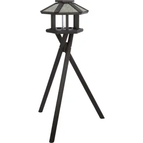 NATURA Outdoor-Futterstation mit Vordach und Silo, auf Stativ 1,40 m, 50 x 34 cm, Kiefernholz