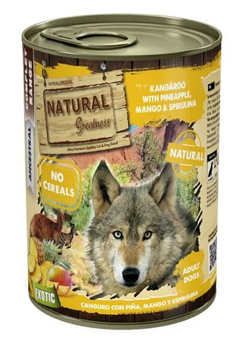 Hauptbild des Produkts Natural Greatness klokan, ananas, mango, spirulina - EXOTIC konzerva pro psy 400 g
