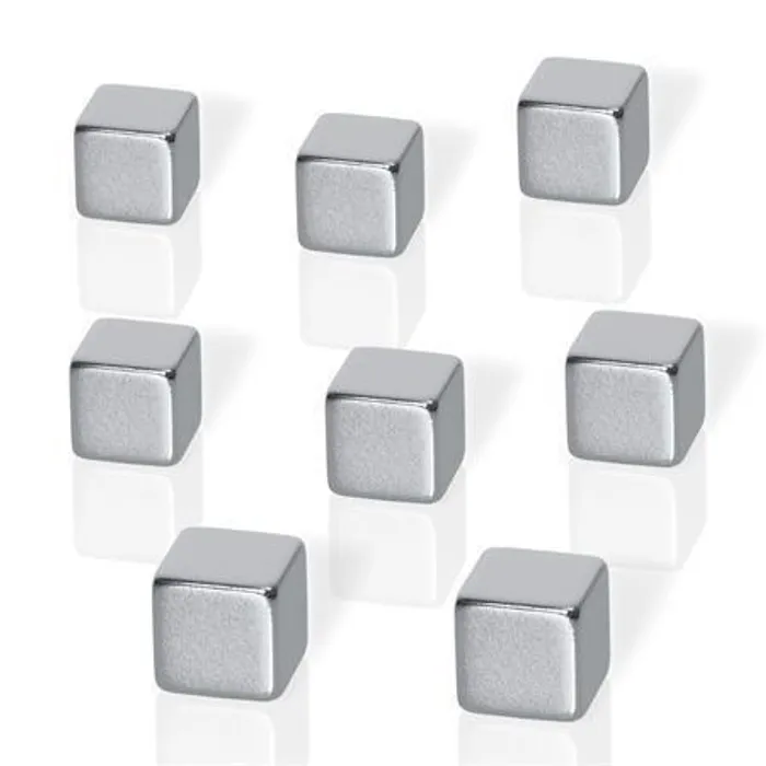 Hauptbild des Produkts Neodymové magnety, tvar kostky, stříbrná, 10x10x10 mm, 8 ks, BE!BOARD