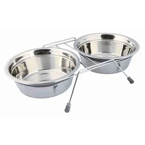 Edelstahlständer + 2 Schüsseln mit Silikonring 250 ml/11 cm