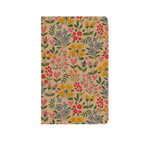 Notes liniert - A5 - Kraftpapier - Blumen